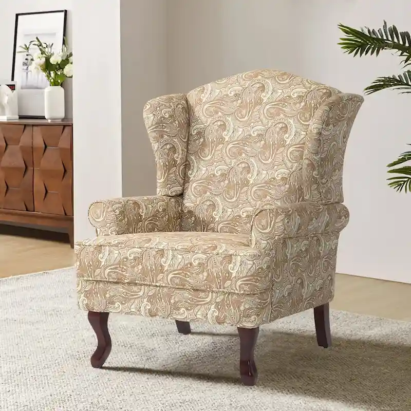 Mid-Century Modern Upholstered Wingback Accent Chair