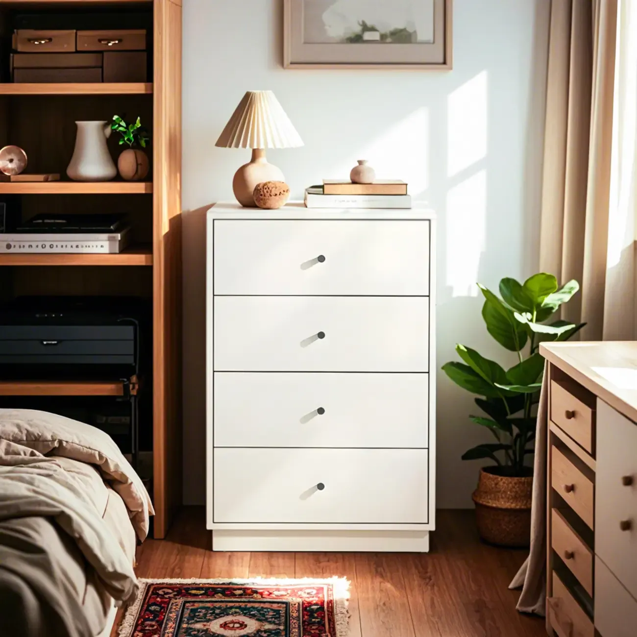 Durable White Wooden Dressers & Chests with Compact Storage