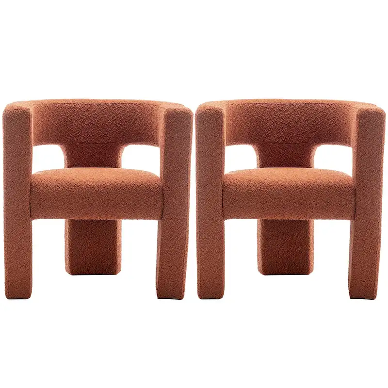 KINWELL 28   Wide Boucle Upholstered Square Armchair (Set of 2)