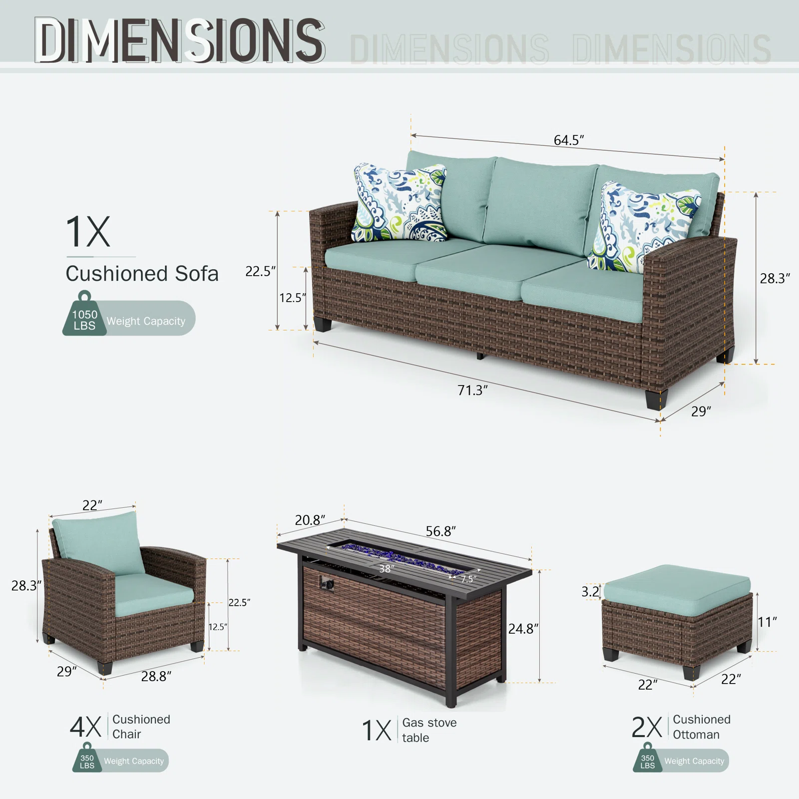 Wicker 9 - Person Garden Lounge Set with Cushions - Premium Quality Home Furniture | Kendale Furniture