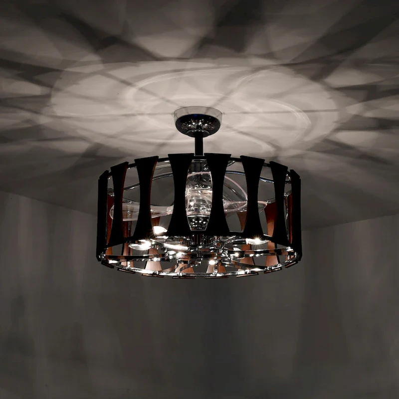 Avani 24-inch Silver and Faux Wood Grain 6 Lights 3 Blades Lighted Ceiling Fan with Remote