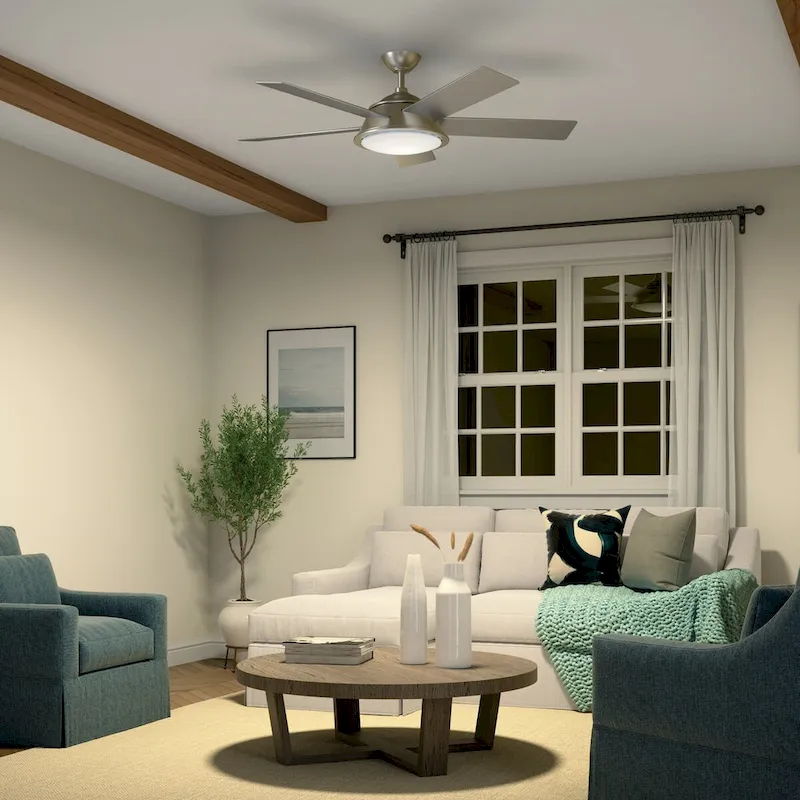 Kichler Verdi 56 Inch LED Ceiling Fan Brushed Nickel with Silver and Driftwood Blades