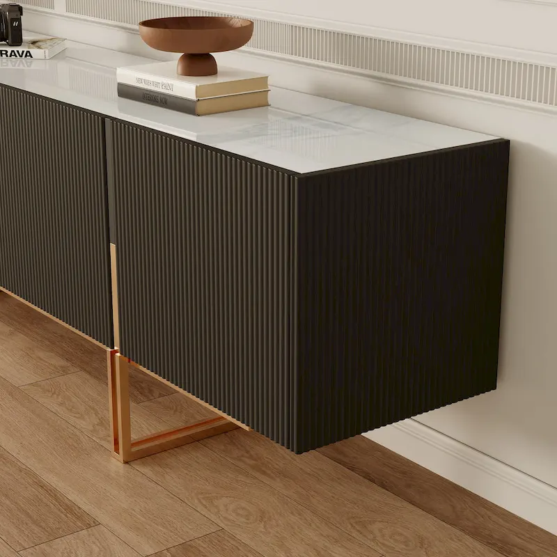 78.7 TV Stand, Entertainment Center with Faux Marble Top