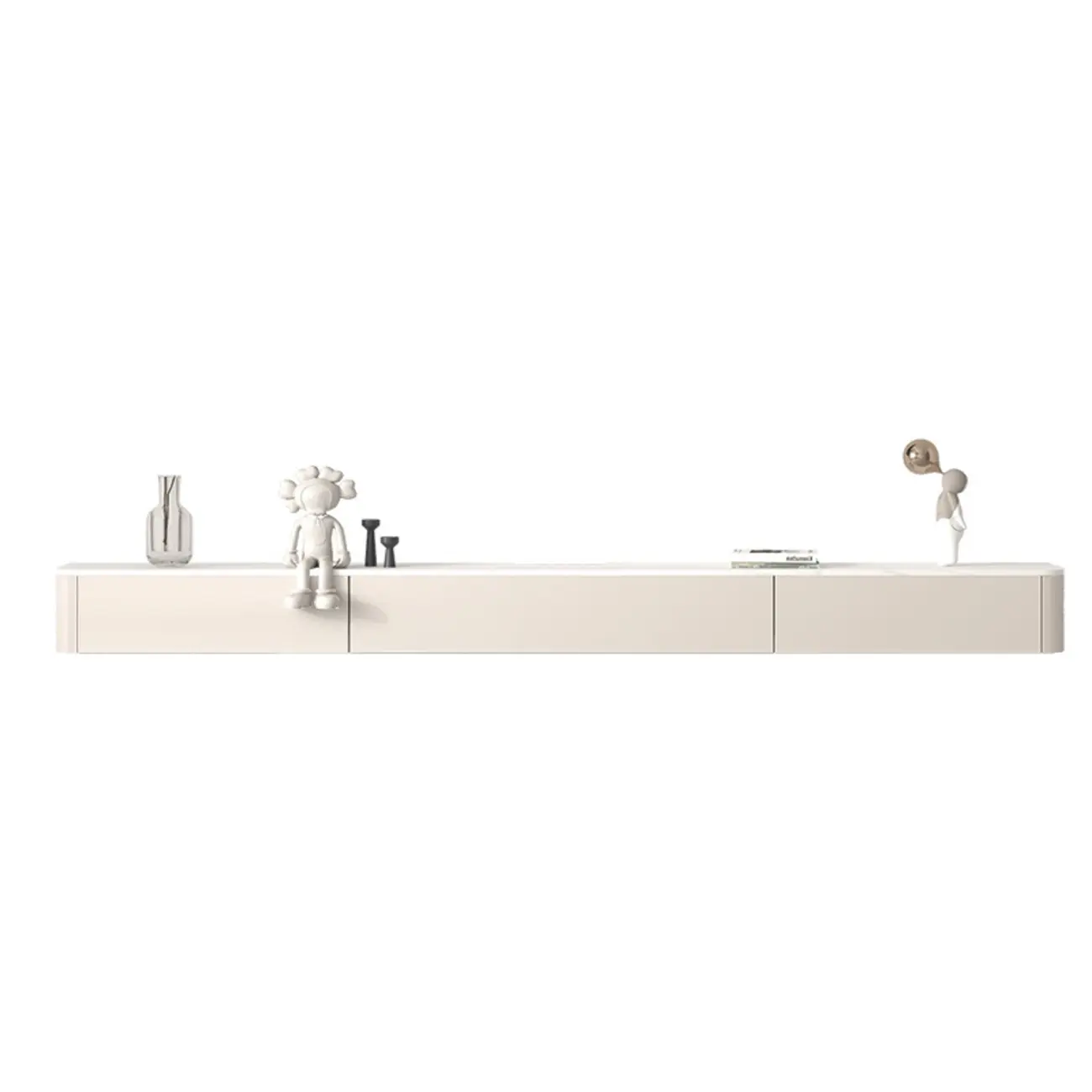 71 Off-White Long Floating Wood Cable Management TV Stand