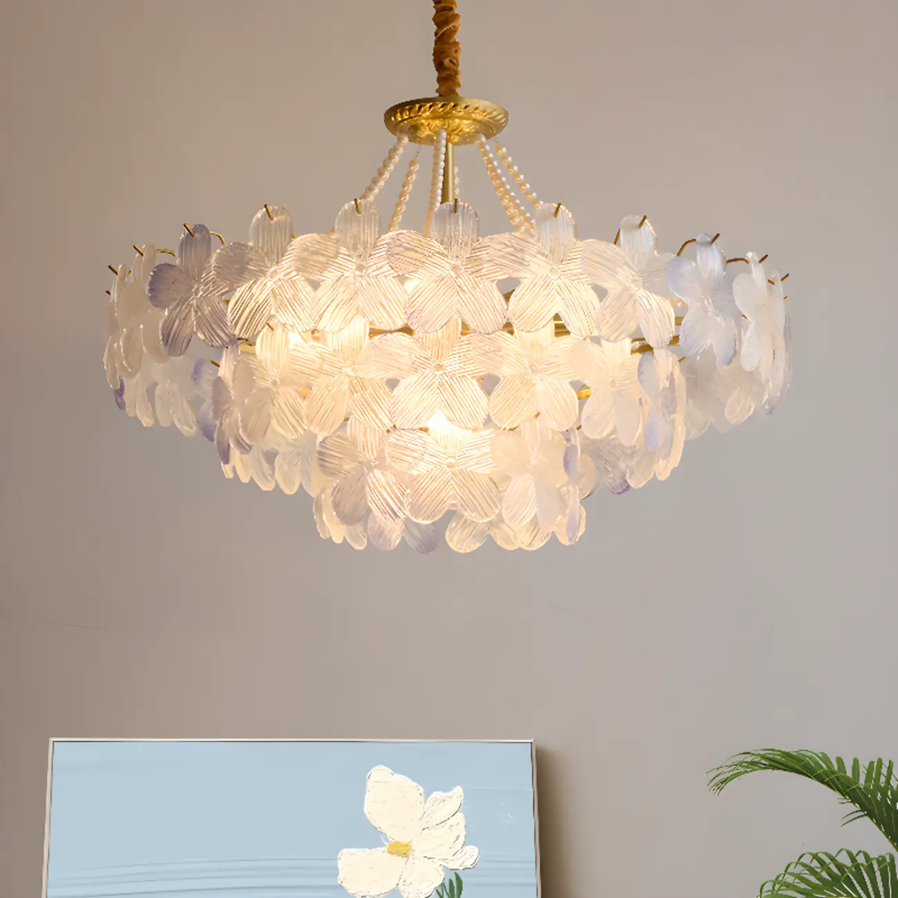 Modern Tier Round Flower Crystal Chandelier