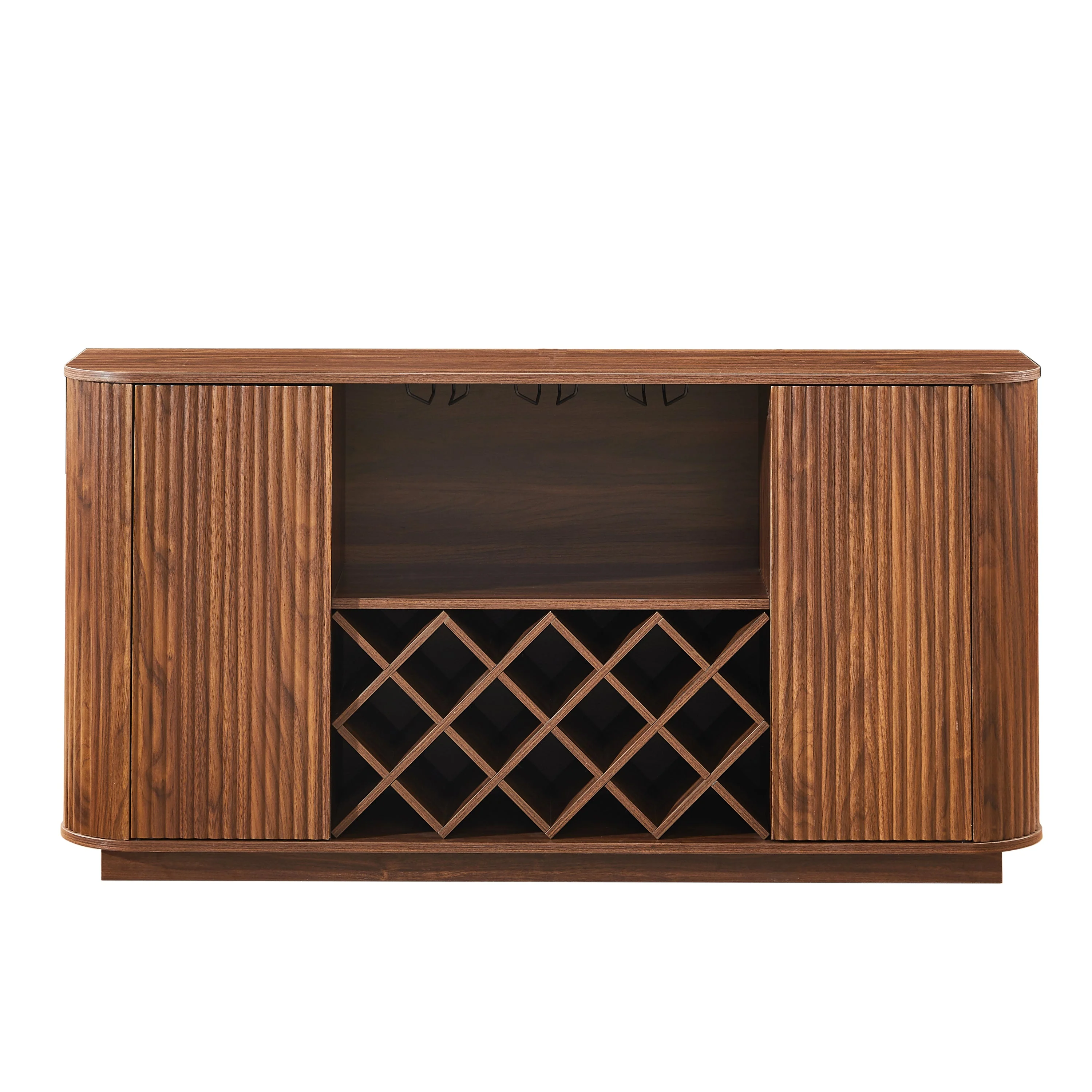 Modern Fluted Curve 58' Wine Rack Bar Cabinet / Sideboard