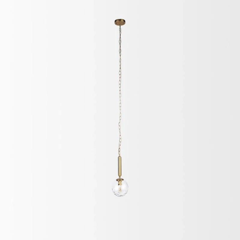 Britton Gold Metal w/ Clear Glass Globe 1-Light Pendant Light - 5.9L x 5.9W x 13.8H