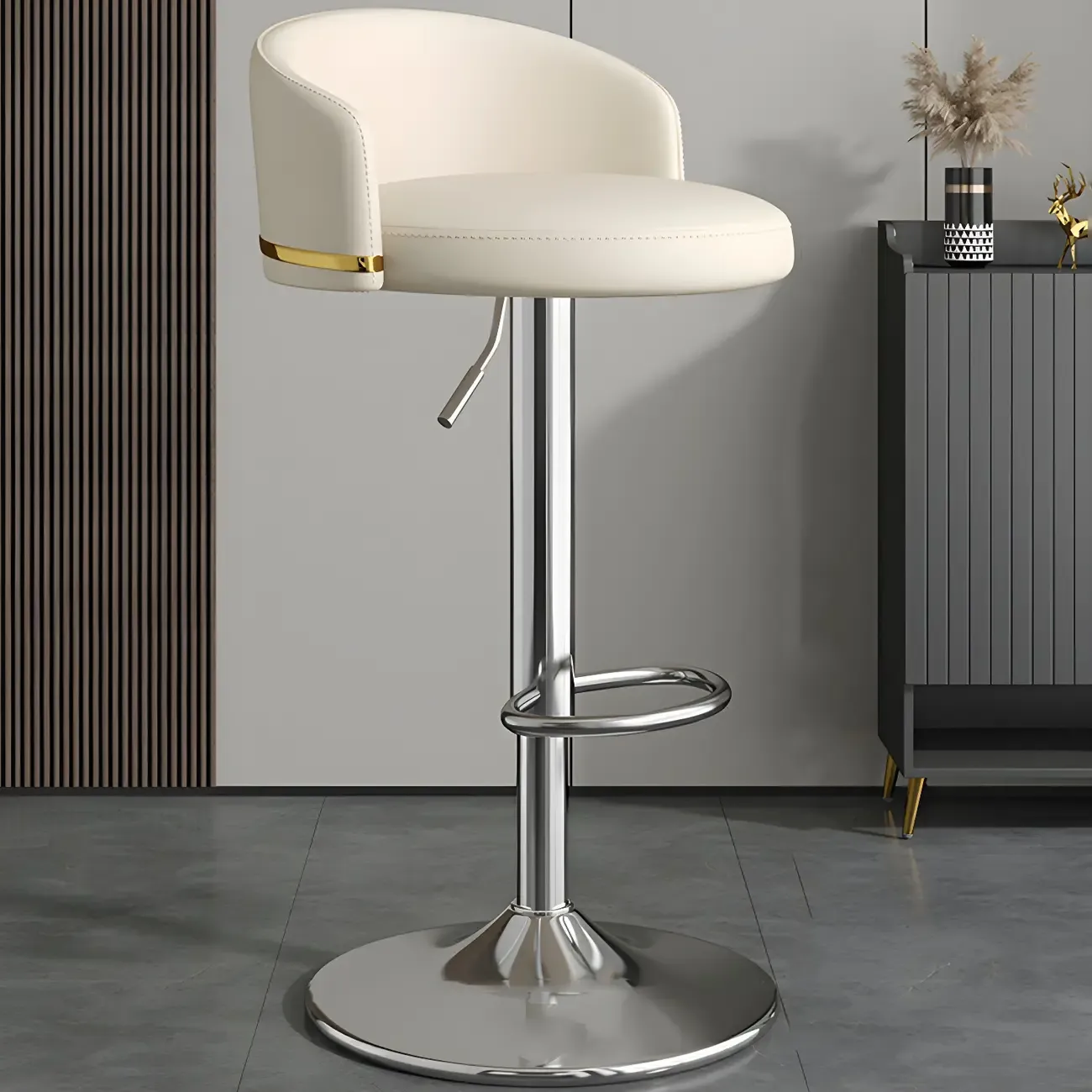 24 Inch Faux Leather Bar Stool Height Adjustable Modern