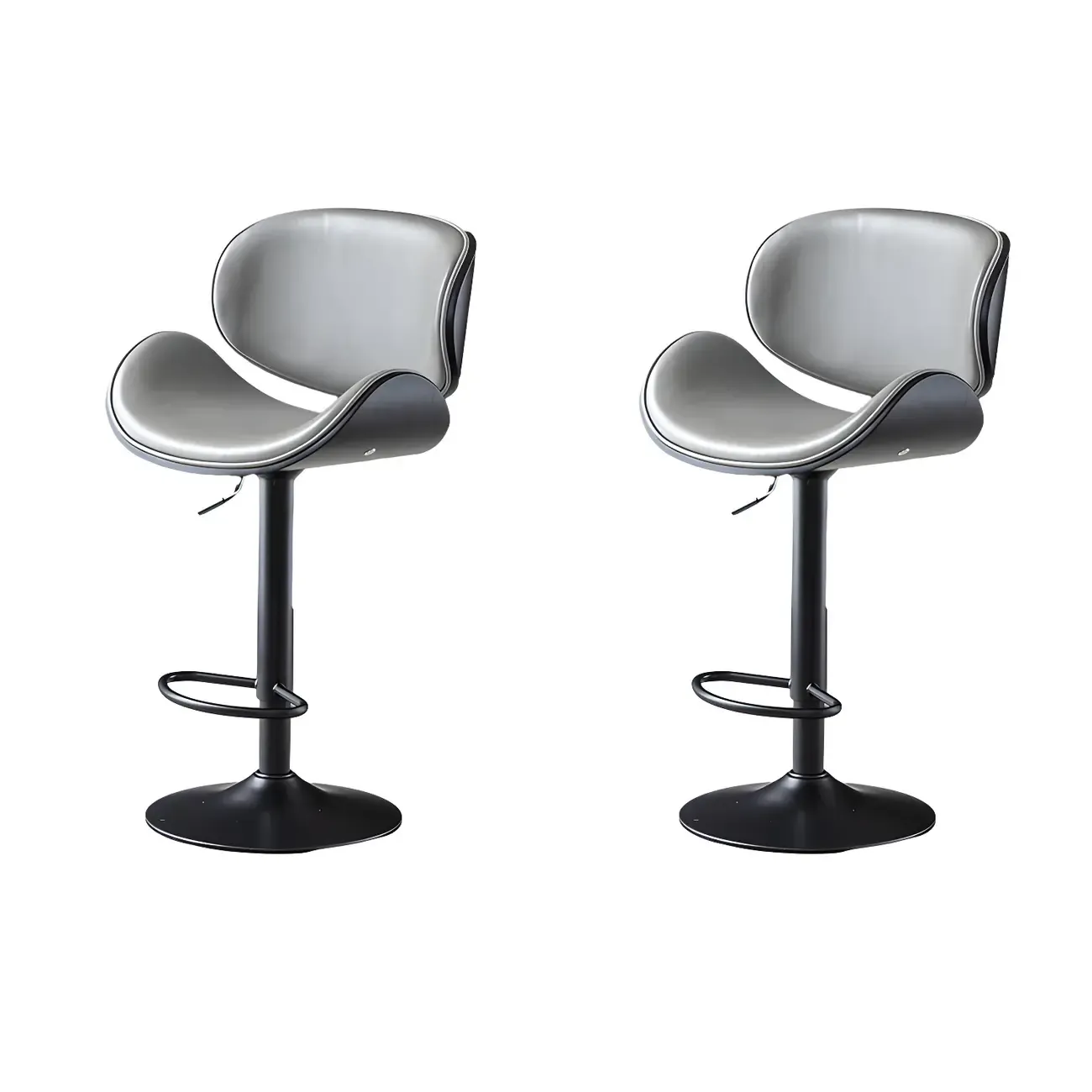 Arched Blackish Green Leather Swivel Adjustable Bar Stool