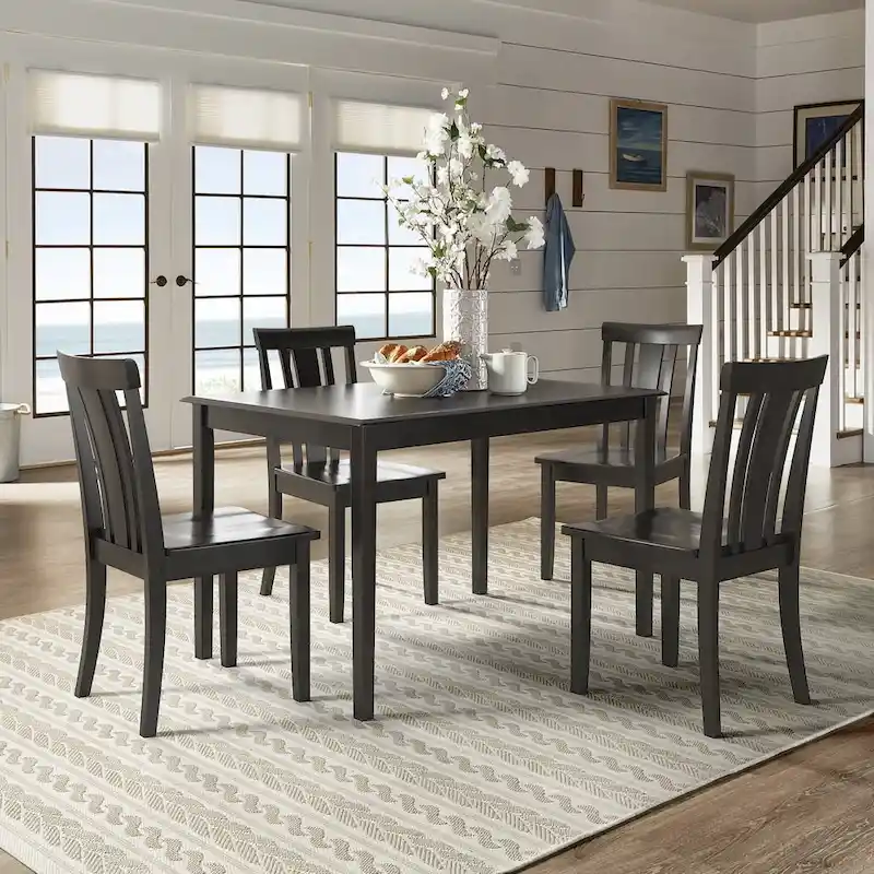 Wilmington II 48-Inch Rectangular Antique Black 5-Piece Dining Set by iNSPIRE Q Classic