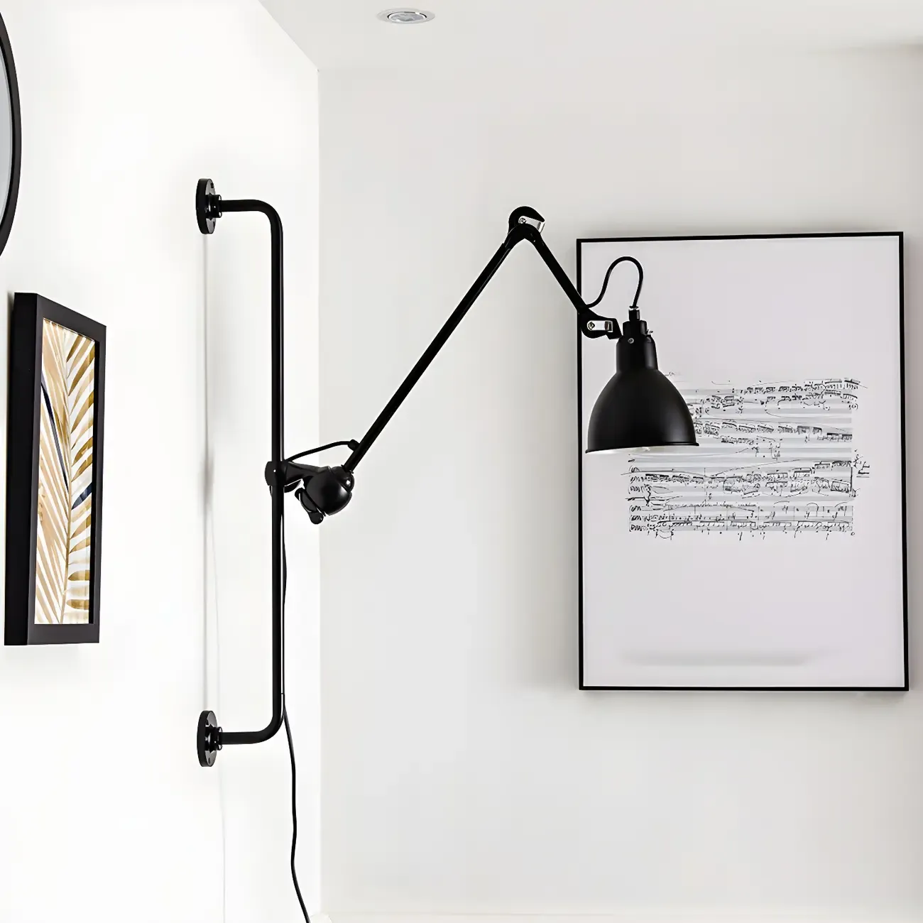 Trestle Base Metal Black Swing Arm Wall Light