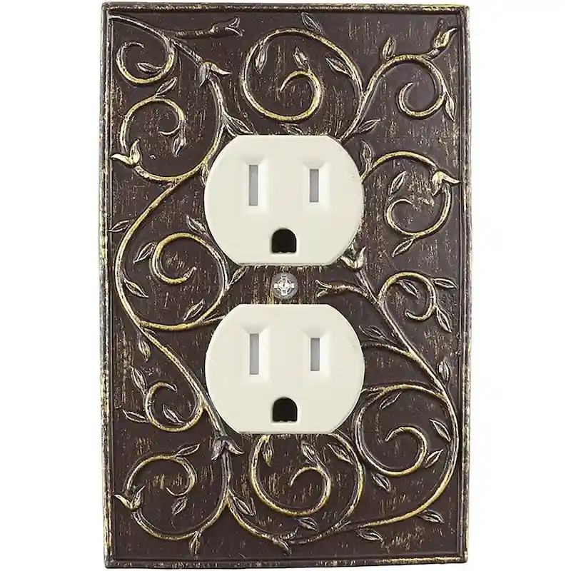 Meriville French Scroll Electrical Outlet Wall Plate Cover, Hand Painted
