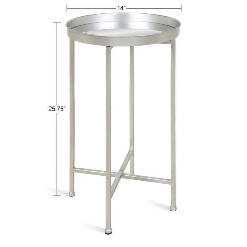 Kate and Laurel Celia Round Metal Foldable Tray Table - 14x14x25.75
