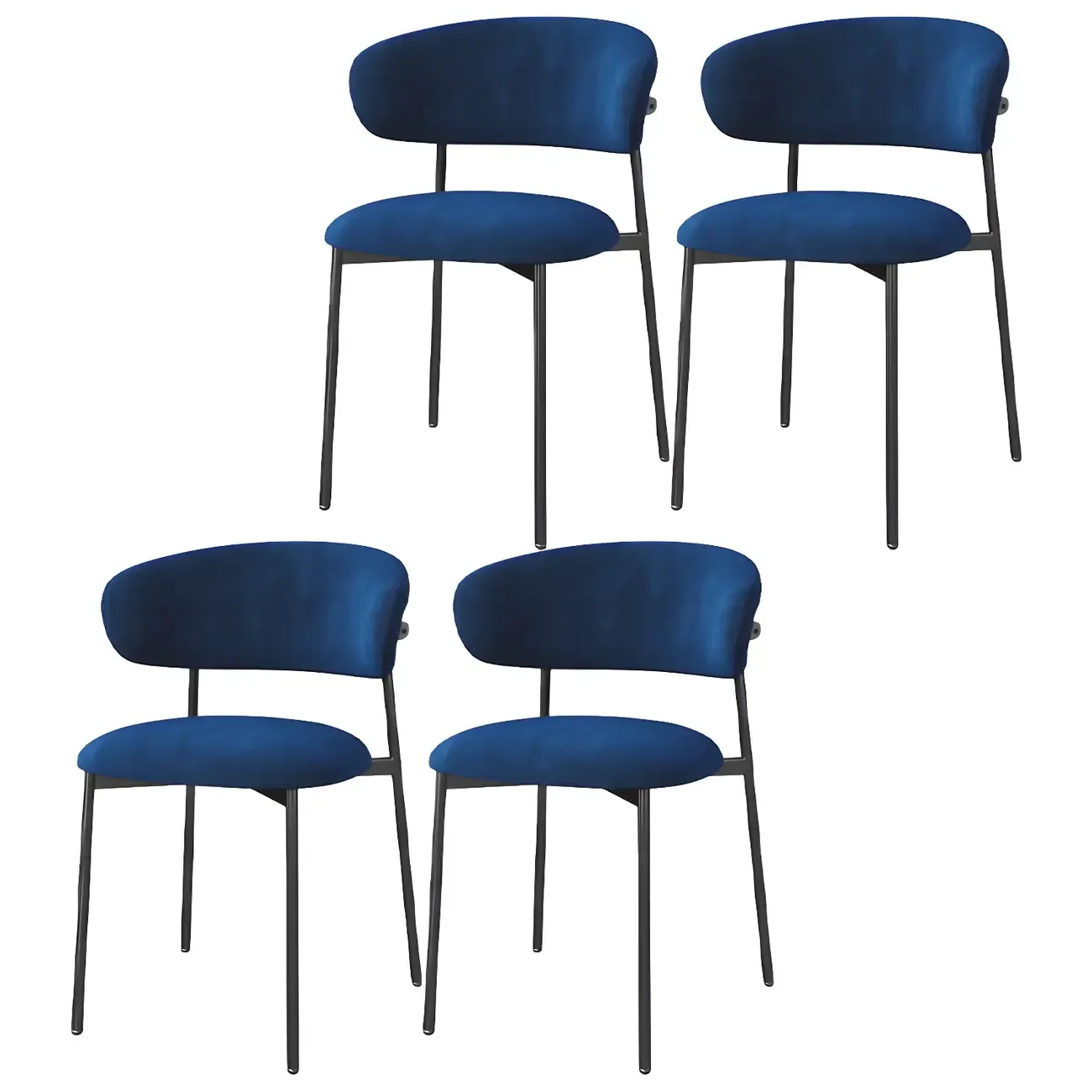 Scandinavian Velvet Upholstered Dining Room Chairs Set of 4