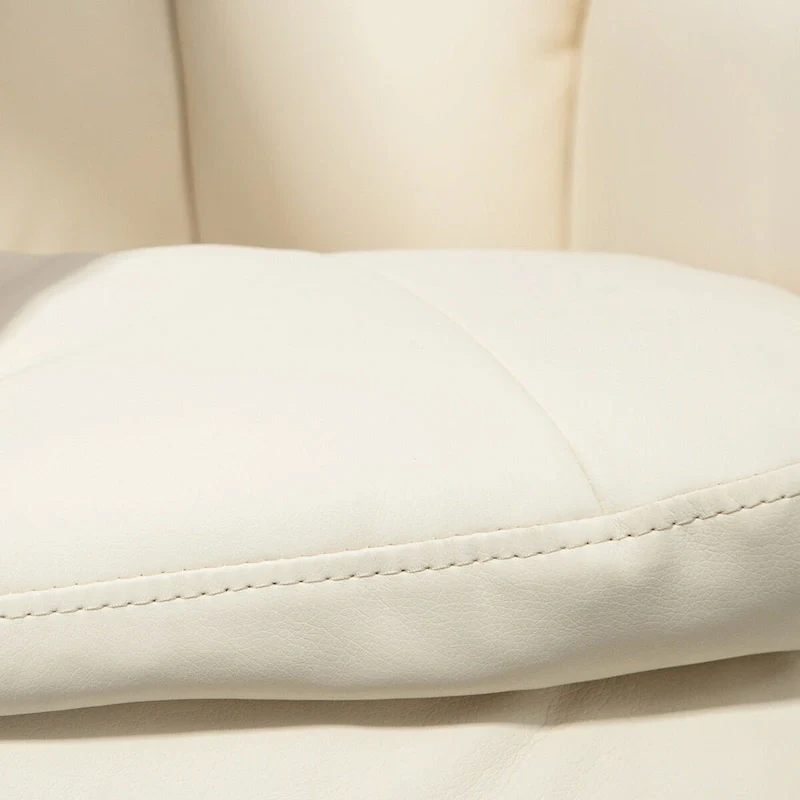 HOMCOM Swivel Recliner with Ottoman, PU Leather and Footrest with Wrapped Base, Cream White