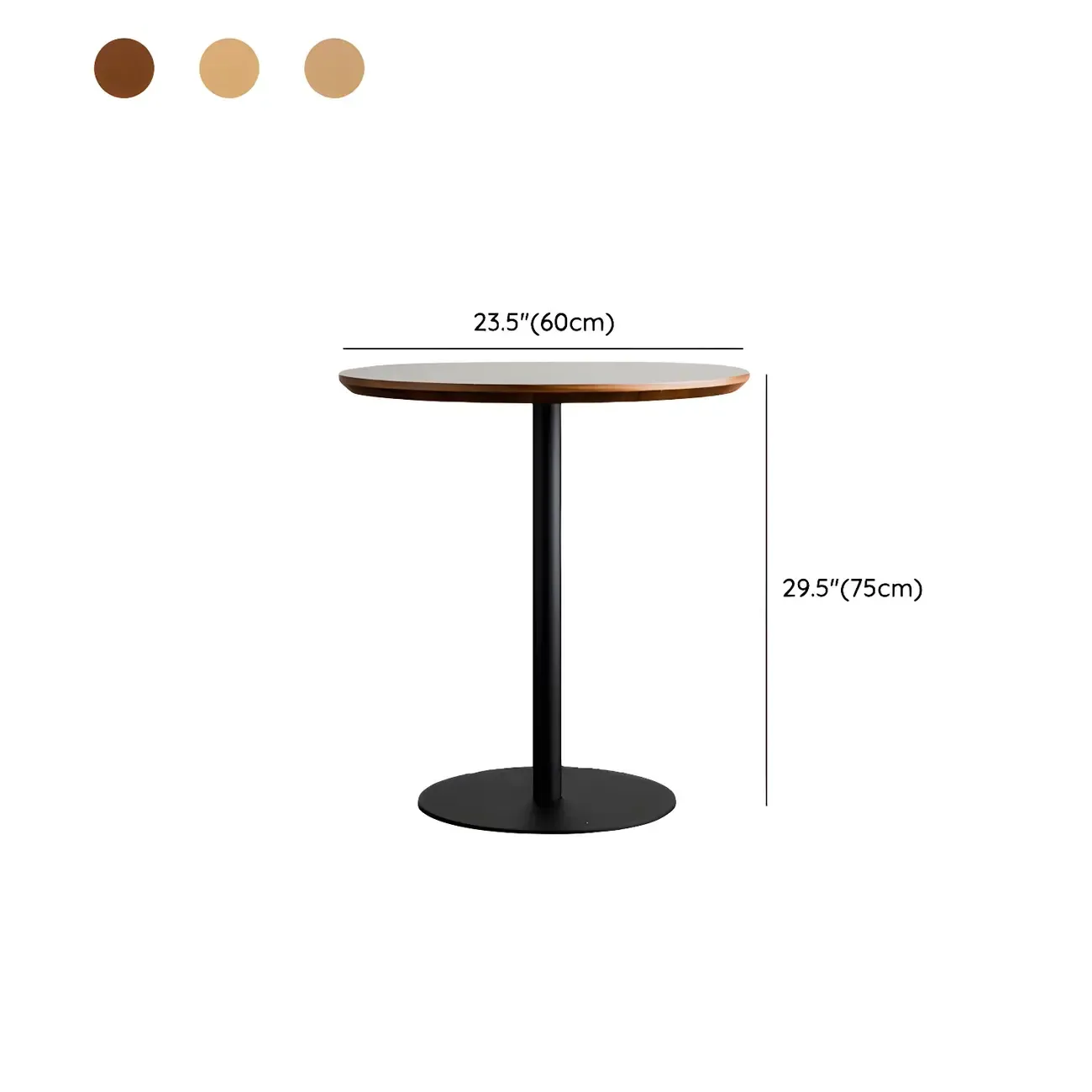 Modern Brown Wood Grain Black Metallic Pedestal Bar Tables