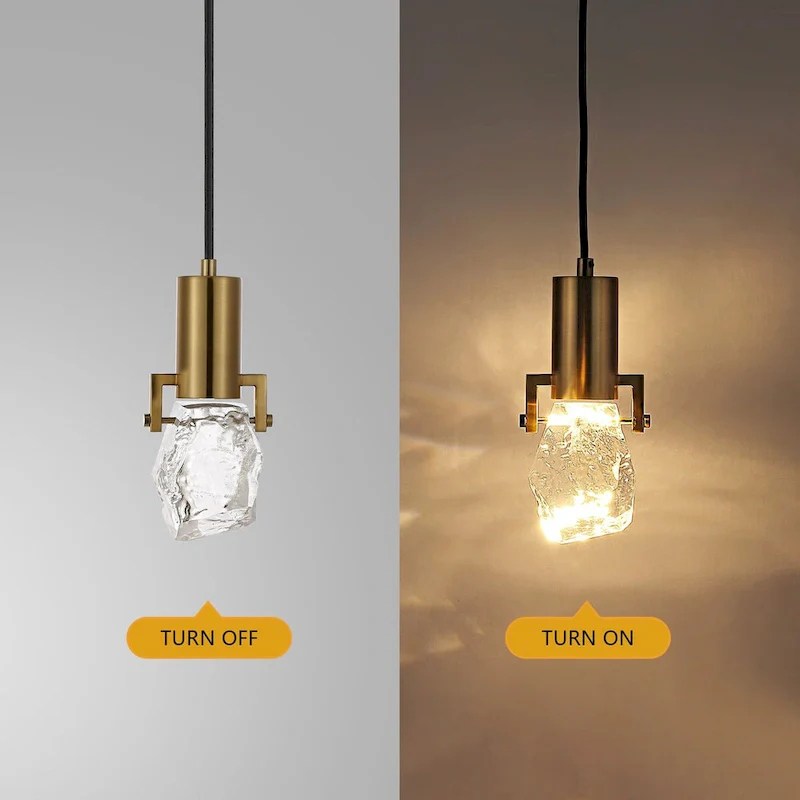 WINGBO 1-Light Modern Crystal Pendant Light Fixture Height Adjustable Hanging Light