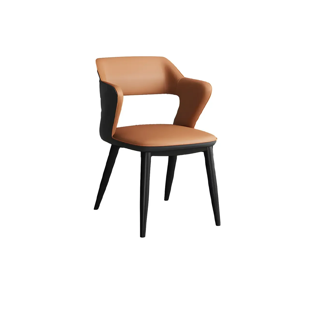 Modern Armchair Open Back Faux Leather Dining Chair