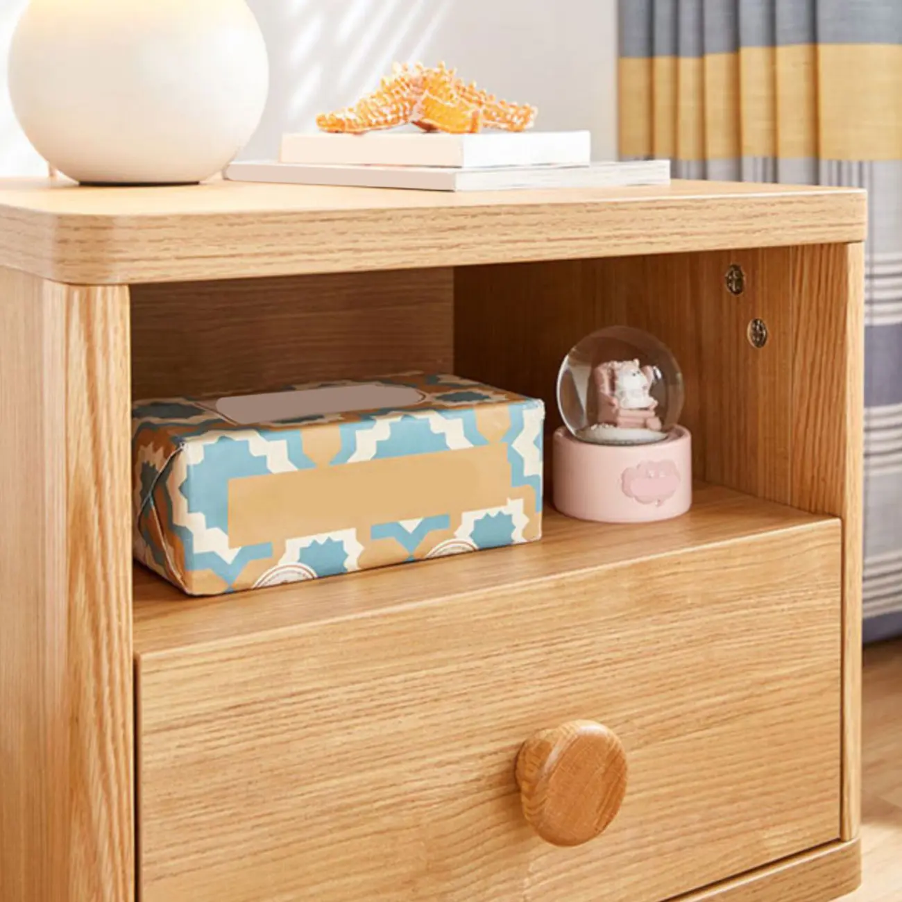Childroom Solid Wood  2-Tier Small Nightstand with Legs