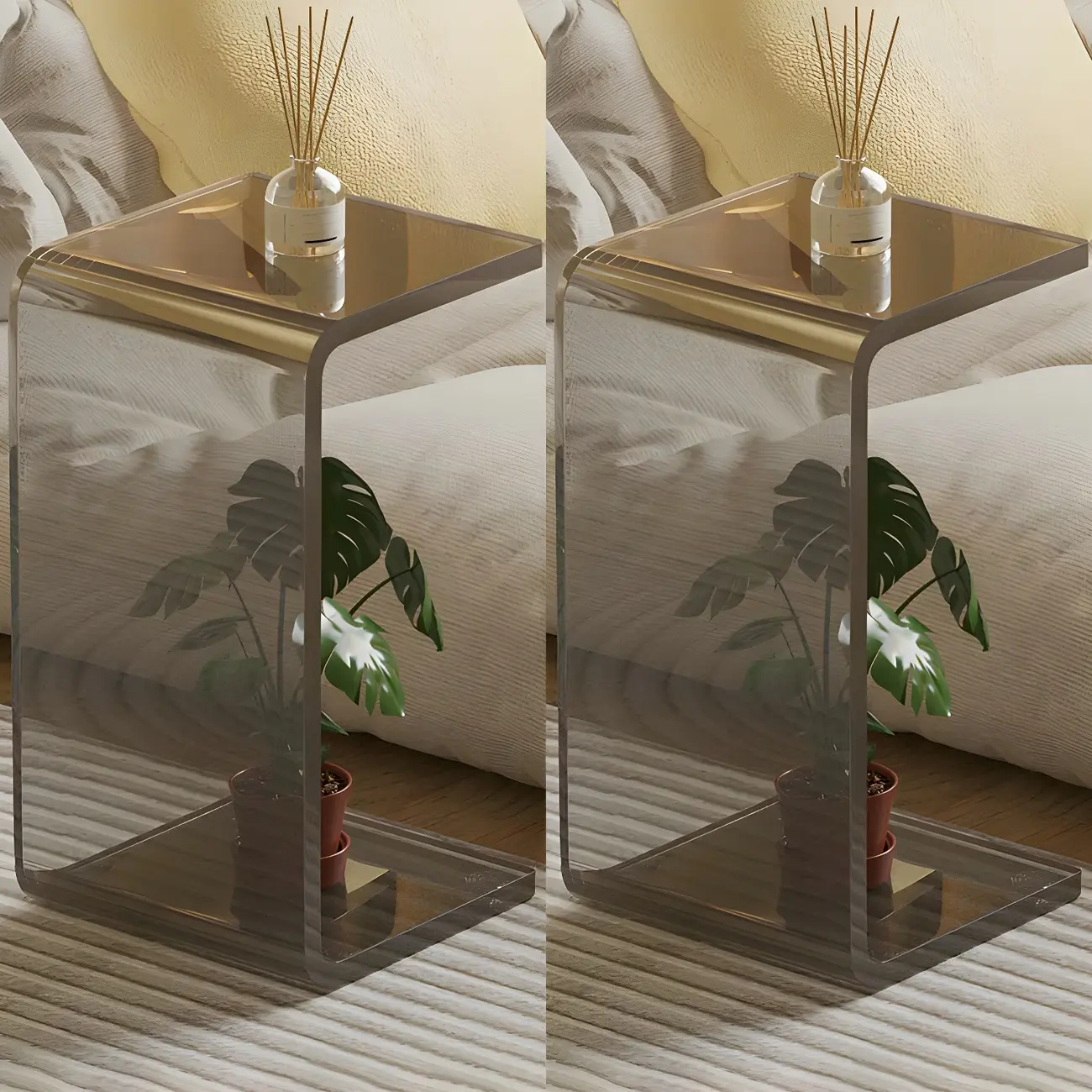 Versatile Acrylic Side Table C-Shaped