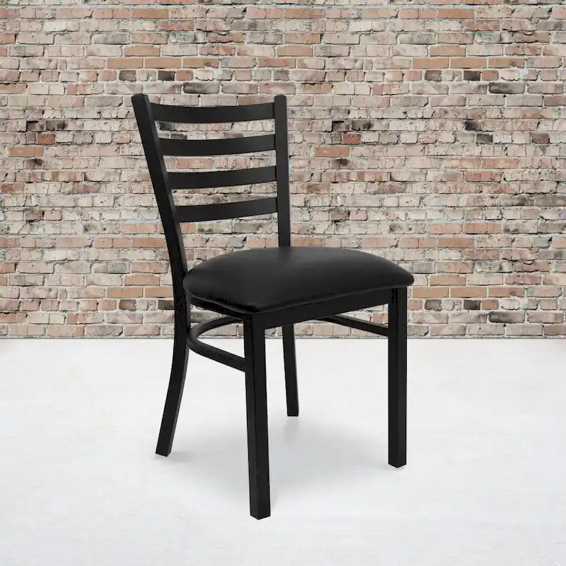 2 Pack Ladder Back Metal Restaurant Chair - 16.5W x 17D x 32.25H - 16.5W x 17D x 32.25H