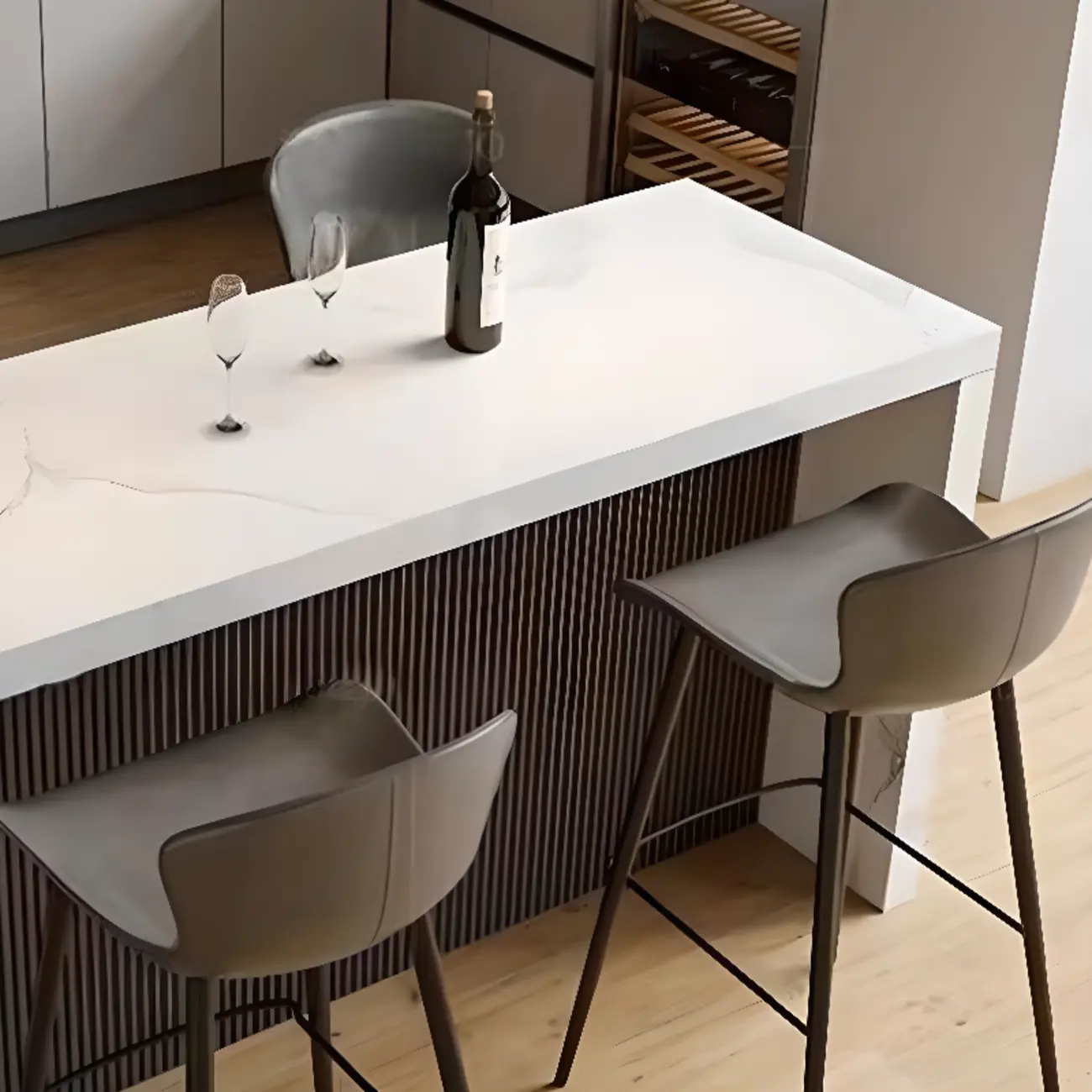 Rectangle White Marble Counter Height Bar Tables