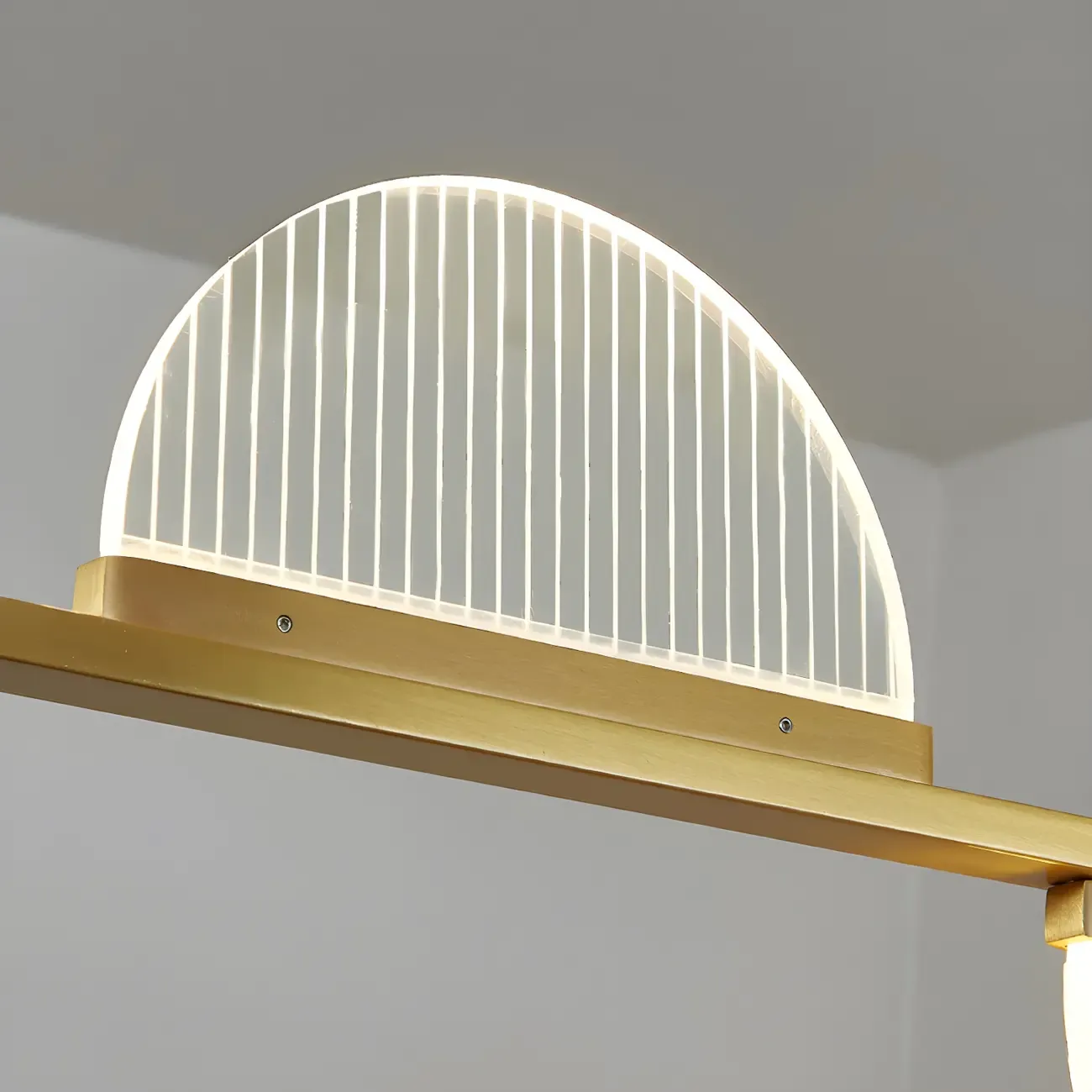 Modern Brass Semicircle Island Pendant Light