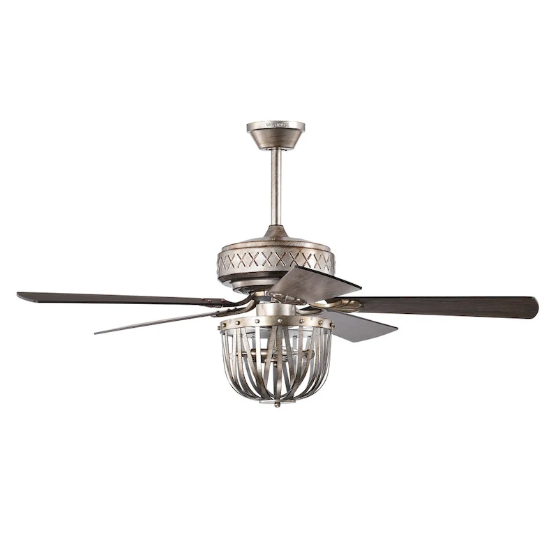 Emani 52 Inch Brushed Antique Silver Finish Ceiling Fan with Remote