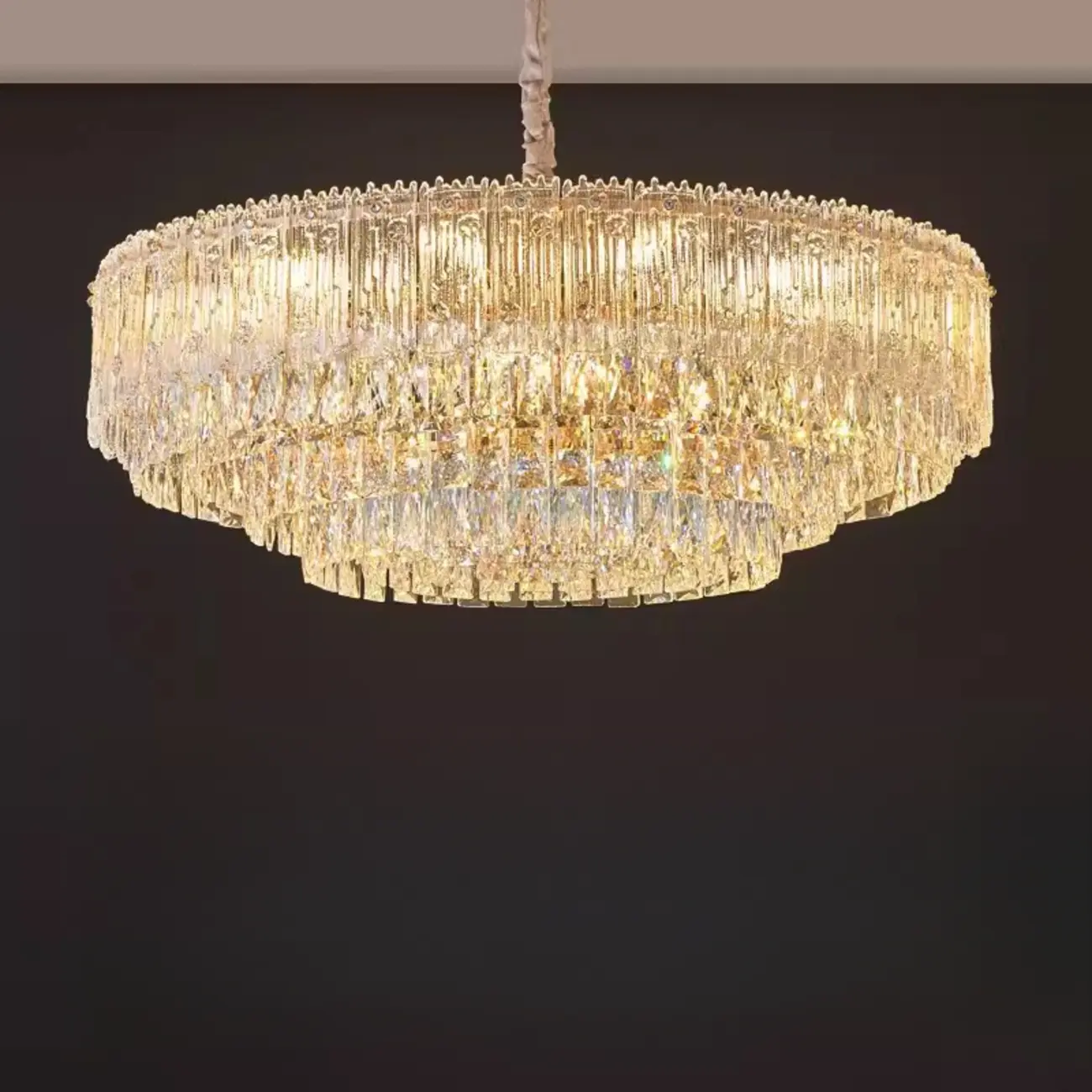 Adjustable Modern Luxury Crystal Chandelier with Multi-Tier