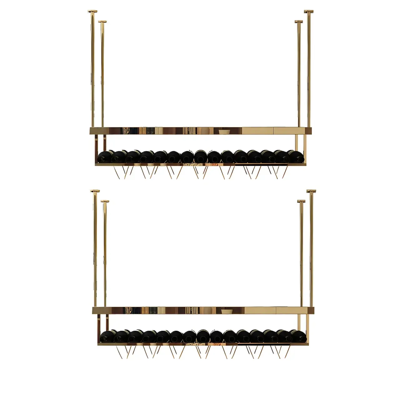 Modern Metal Hanging Wine Rack with Glass Holder