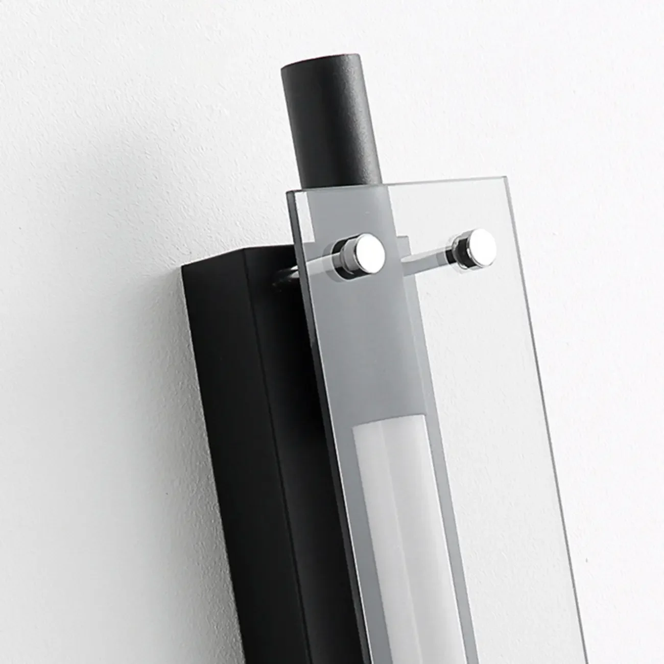 Modern Black Metal Linear Plastic Shade Wall Sconce