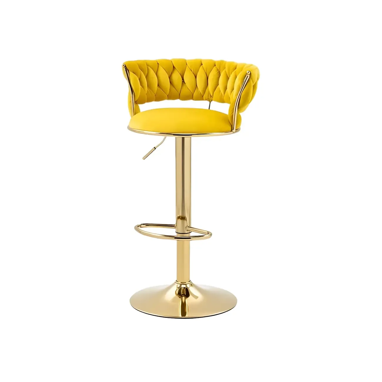 Gold Base Low Back Adjustable Swivel Bar Stool