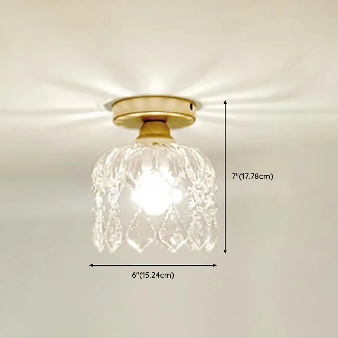 Modern Mini Semi Flush Mount Gold Crystal Ceiling Light