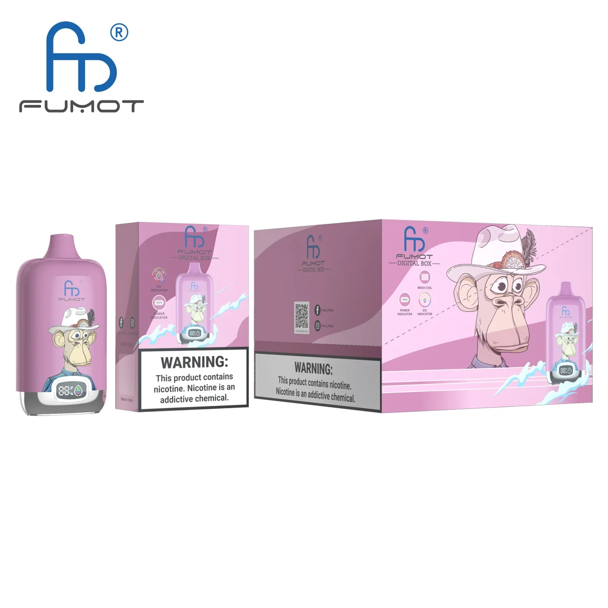 Fumot Digital Box 12000 Blueberry Cherry Cranberry – 10er-Displaybox mit Einweg-Vape und Einzelpackung