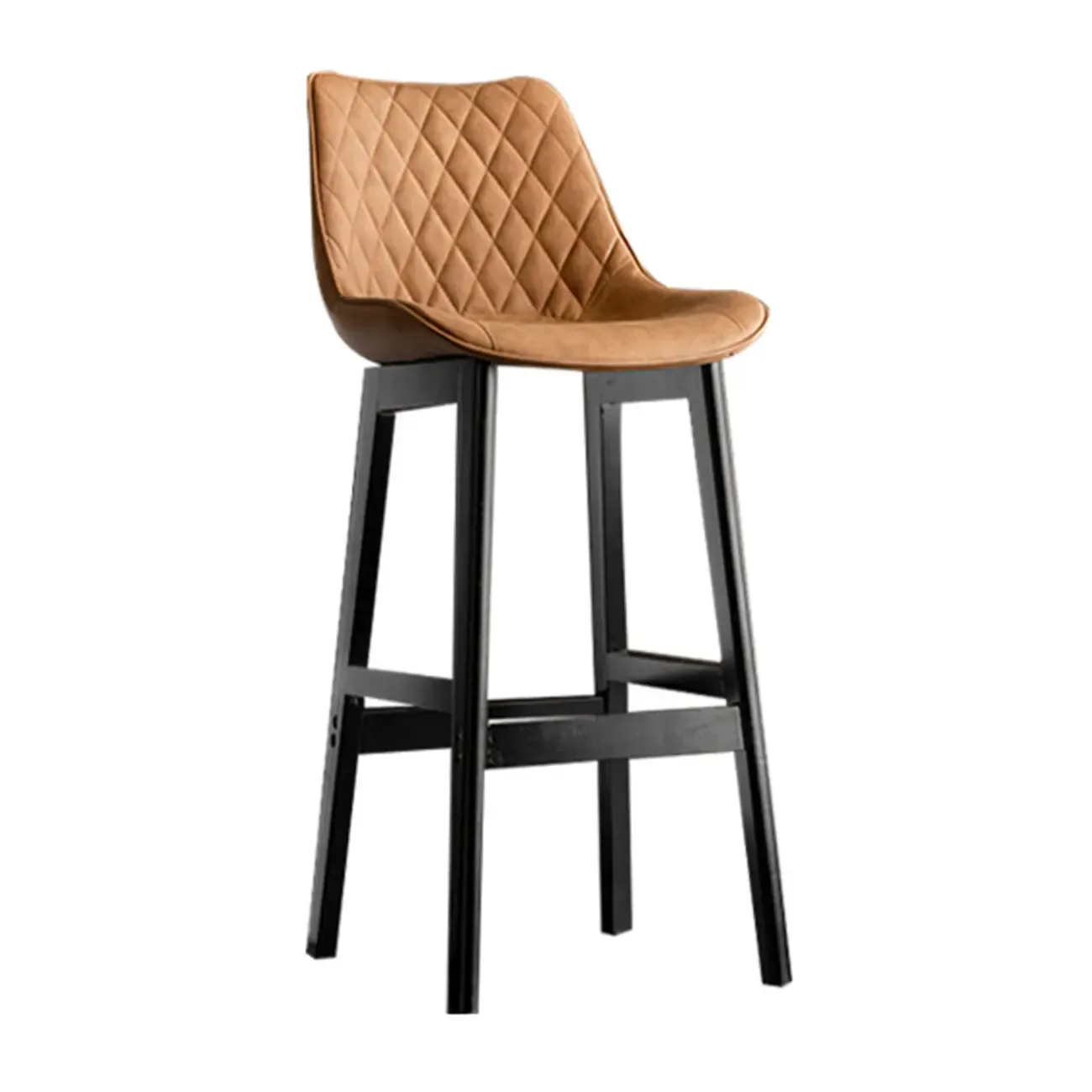 Mid-Century Modern Faux Leather Bar Stools with Wood Legs