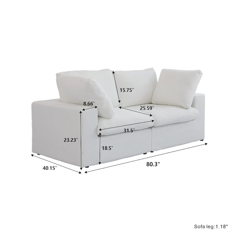 80   Linen Upholstered Loveseat Sofa Sectional Couch