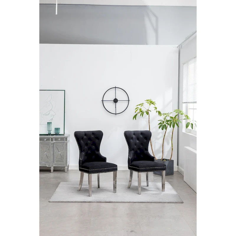 Roundhill Furniture Montura Tufted Velvet Chair (Set of 2)