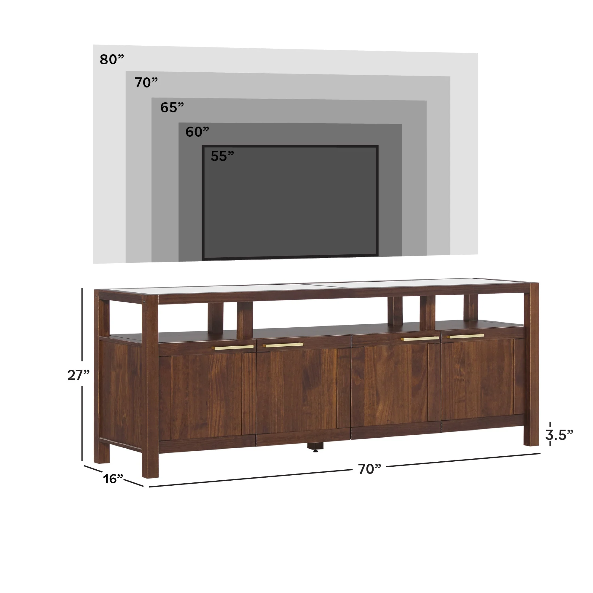 Isla Modern TV Stand with Glass Top
