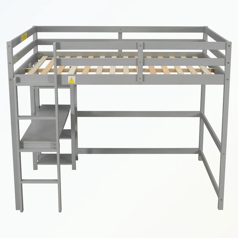 Full Loft Bed with Desk and Shelves
