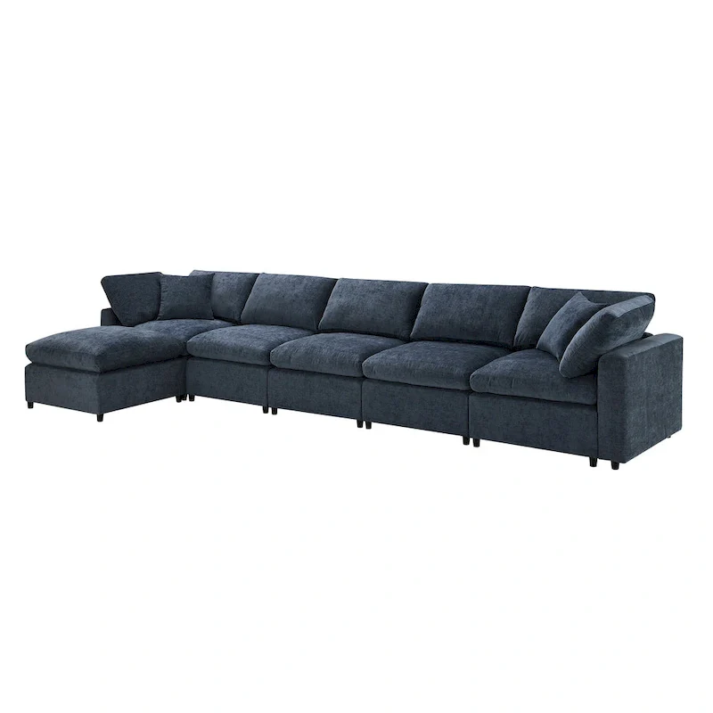 U Shaped Modular Cloud Sofa with Ottoman, Convertible Sleeper Sofa