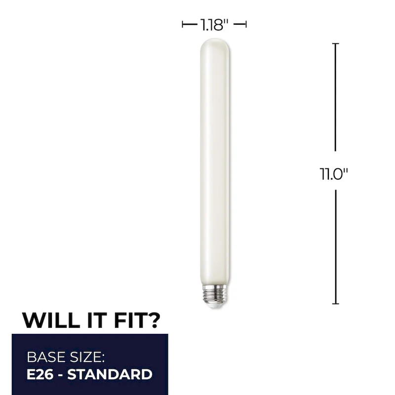 Bulbrite LED Filament Pack of (4) 5 Watt Dimmable 11 Inch T9 Light Bulb with Frost Glass Finish and Medium (E26) Base