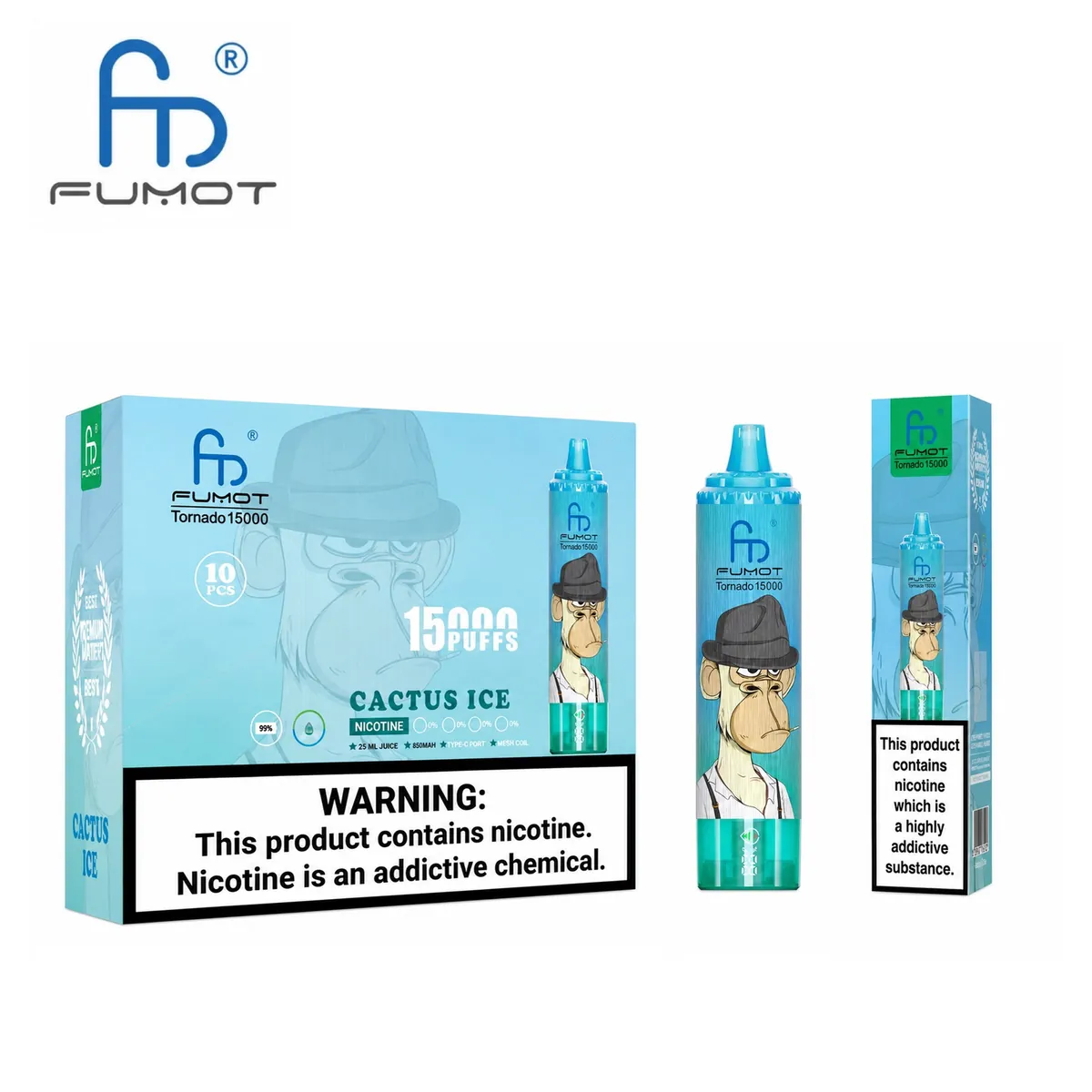 Fumot Tornado 15000 Cactus Ice – 10er-Displaybox mit Einweg-Vape und Einzelpackung