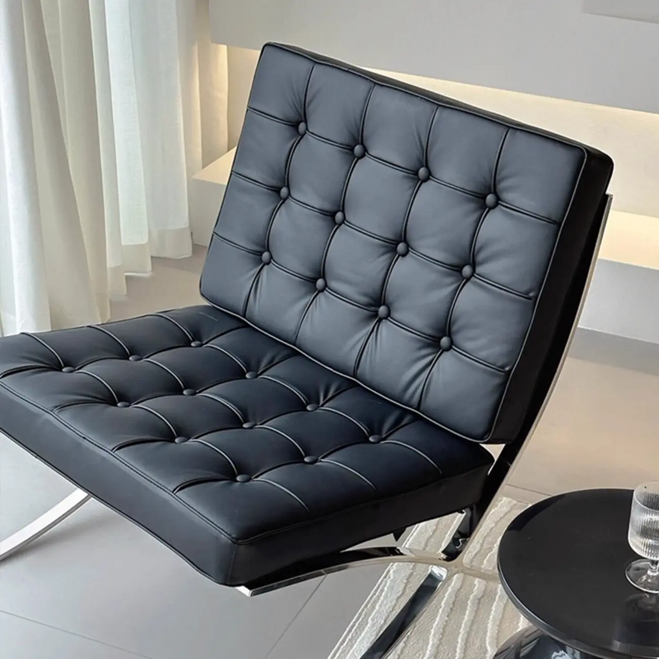 Mid-Century Modern  Leather Lazy Lounge Accent Chair