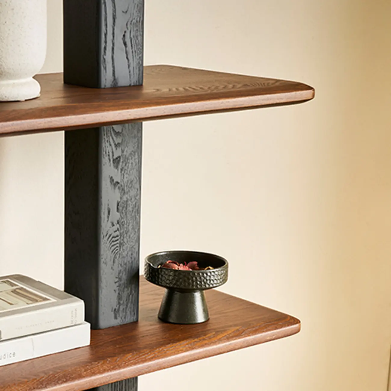 Elegant Ash Wood Open Back Display Vertical Bookcase