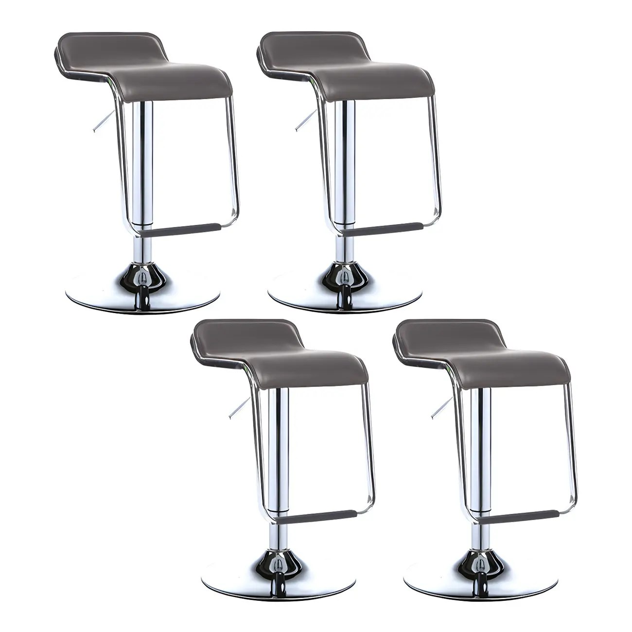 Modern Pedestal Swivel Bar Stool Adjustable Height Low Back Faux Leather