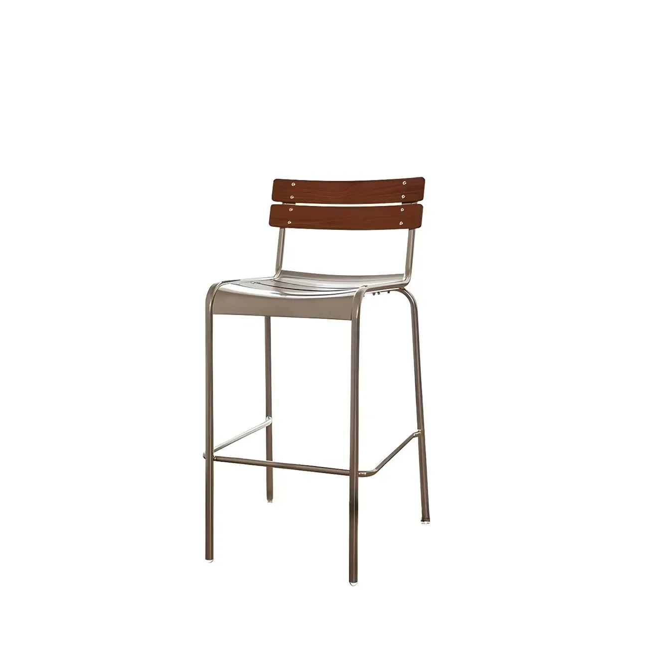 Modern Metal Frame Sleek Wood Back Stackable Bar Stool