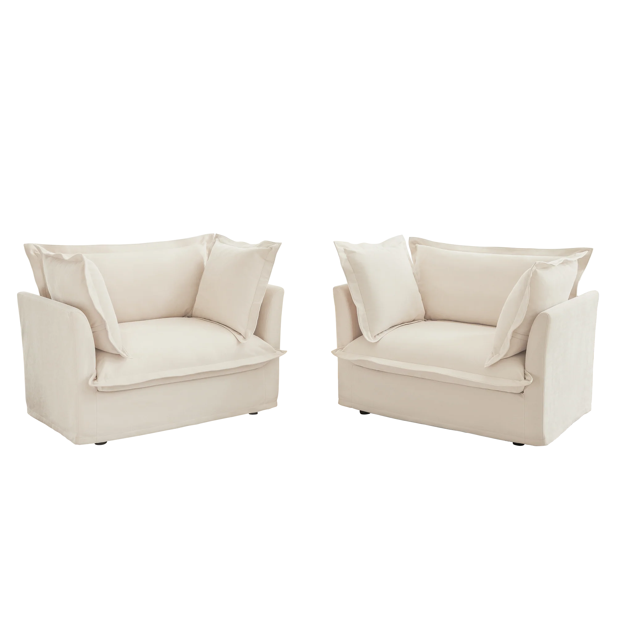 Walker Edison | Deep Seat Slipcovered Accent Chair Set