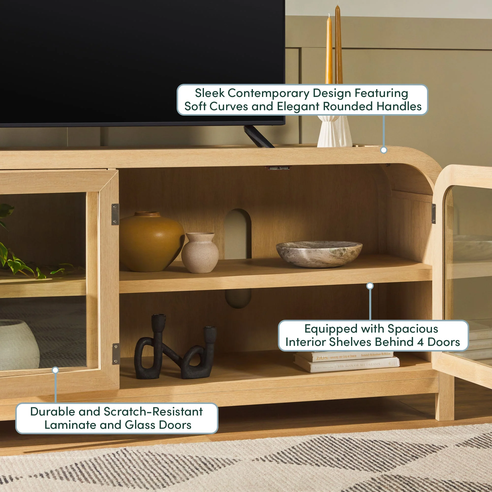 Chantelle Modern Curve Easy Assembly TV?Stand