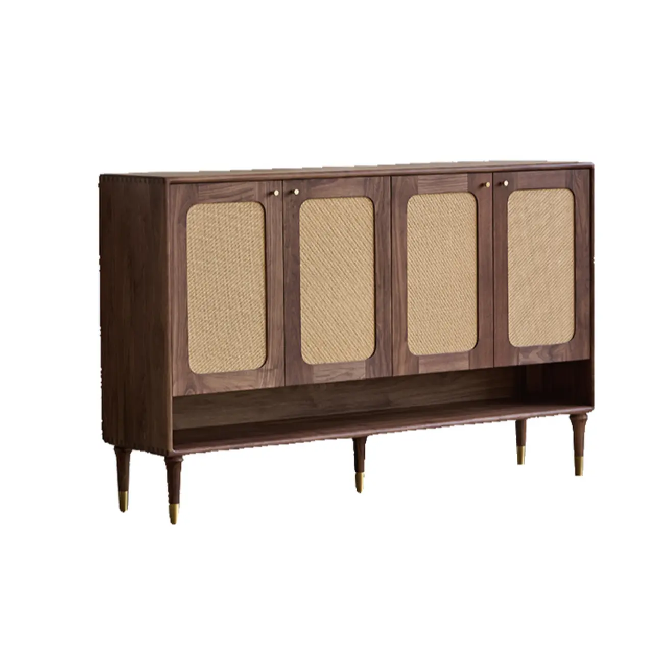 Bohemian Brown Solid Wood Entryway Shoe Cabinet