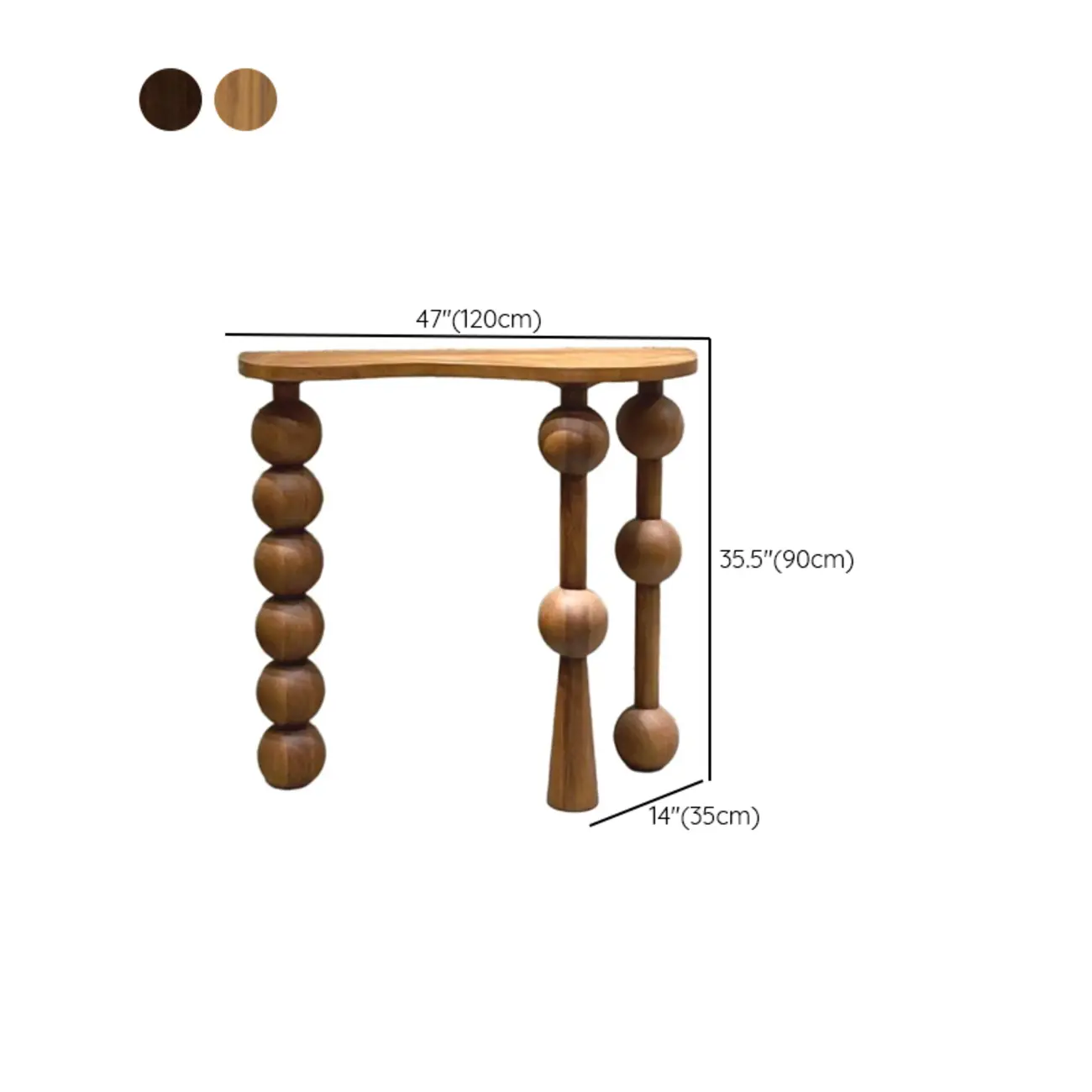 Artistic Walnut Wood Turned Leg Entry Console Table